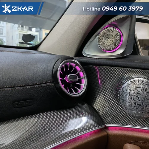 Địa Chỉ Lắp Loa Xoay 4D Burmester Led 64 Màu Cột A cho xe Mercedes Tại Sài Gòn